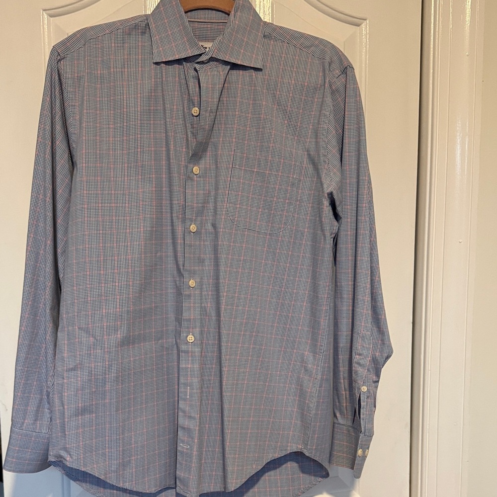 Peter Millar Men's Blue Checkered Shirt